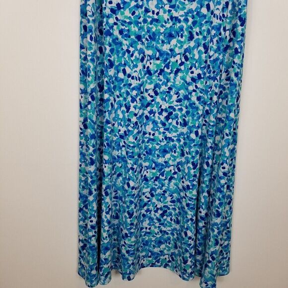 Susan Graver Women Plus Liquid Knit Sleeveless Midi Dress Sz 2X Blue Travel - Picture 6 of 8